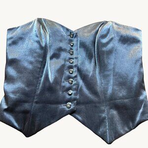 Adrianna Papell Size 10 Vintage Silver Strapless Sweetheart Neckline Corset Top